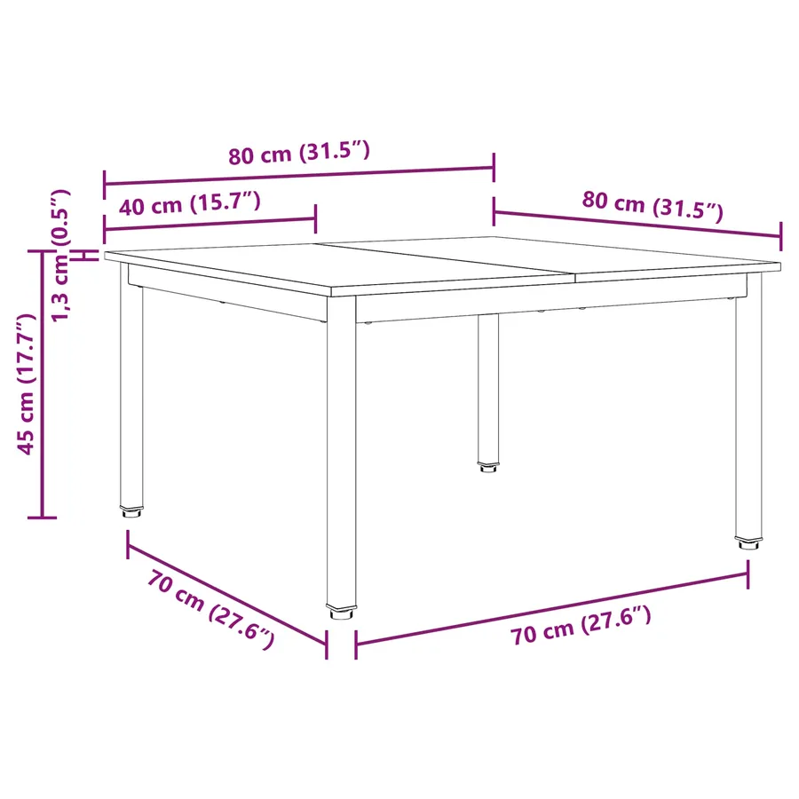 Table basse Blanc 80 x 80 x 45 cm Bois de pin massif - 11