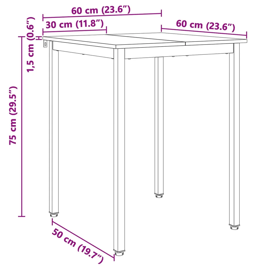 Table de salle à manger / Table de repas Blanc 60 x 60 x 75 cm - 11