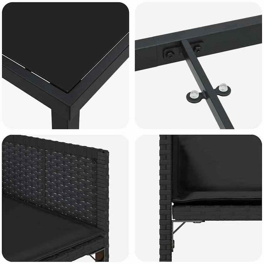 Ensemble de salle à manger pour jardin 9 pcs Noir polyrotin - 9