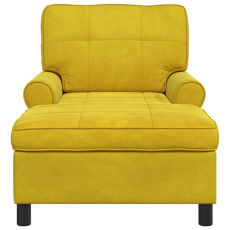 Chaise longue avec coussin Jaune 91 x 157 x 91 cm Velours - 4