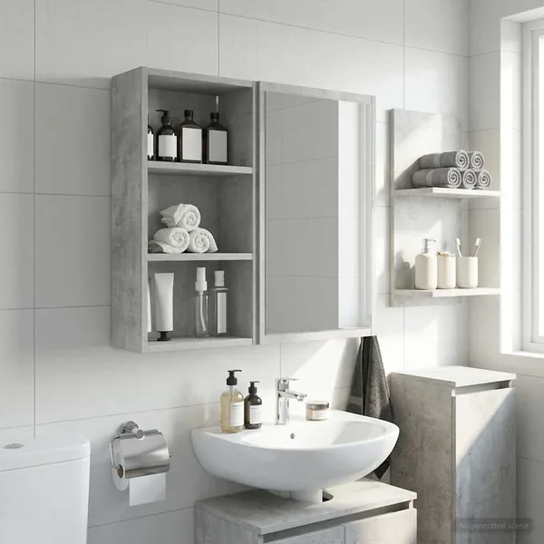 Armoire murale de salle de bain Gris Béton 30 x 16 x 62,5 cm