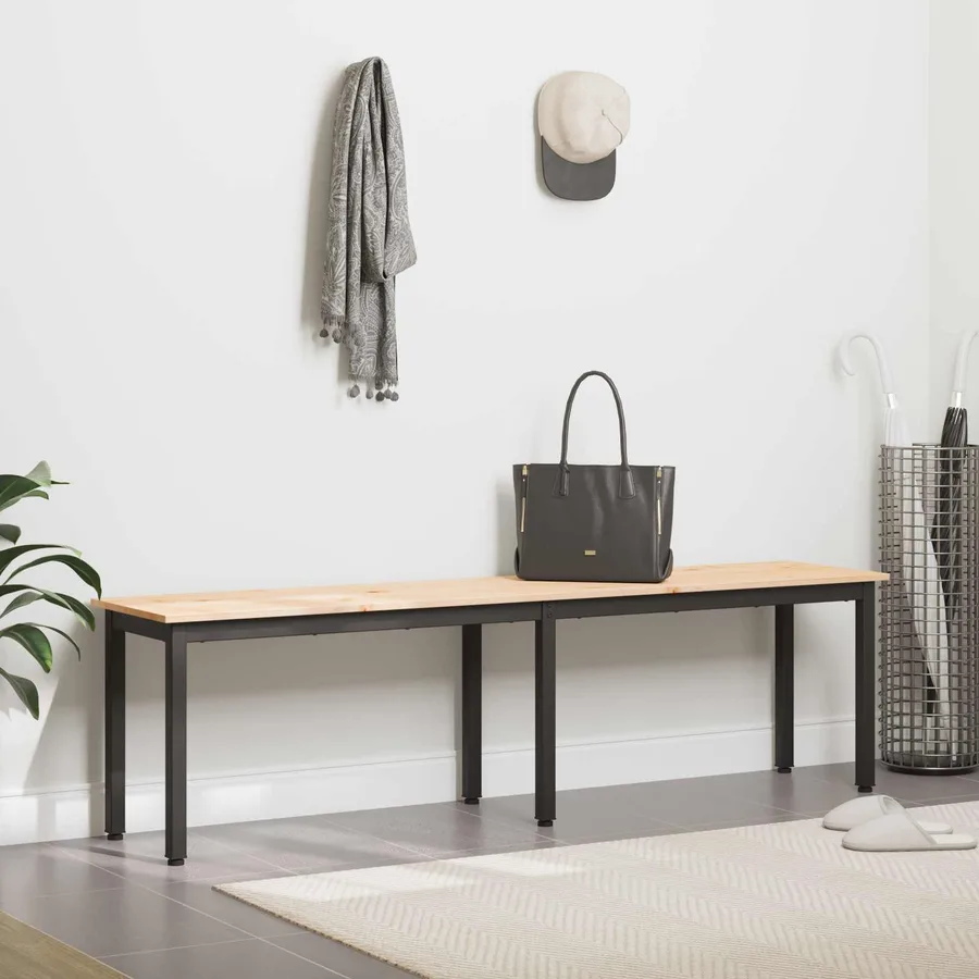 banc Naturel 160 x 35 x 45 cm Bois de pin massif - 4