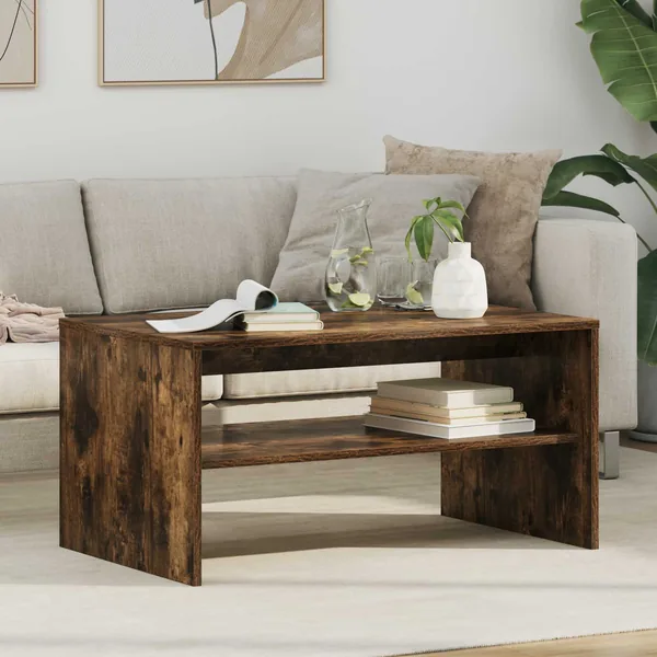 Table basse Chêne fumé 80 x 50 x 40 cm Bois d'ingénierie