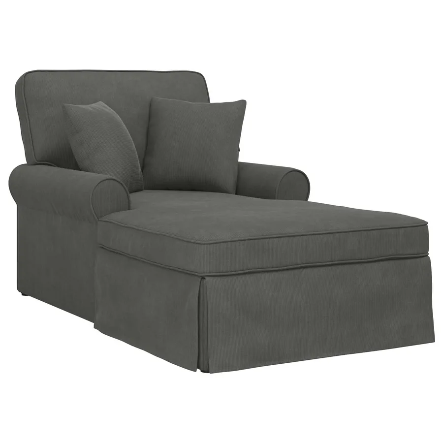 Chaise lounge avec jupe avec coussin 3 pcs Gris foncé - 2