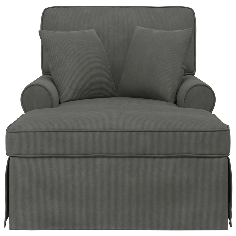 Chaise lounge avec jupe avec coussin 3 pcs Gris foncé - 4