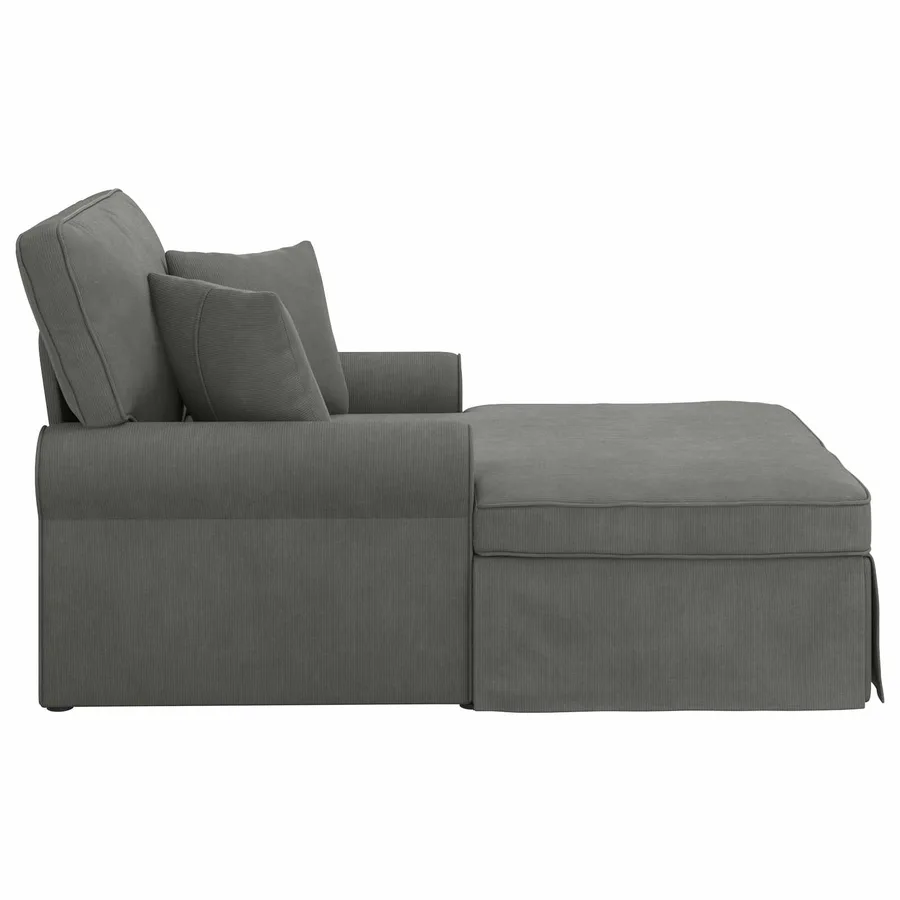 Chaise lounge avec jupe avec coussin 3 pcs Gris foncé - 5