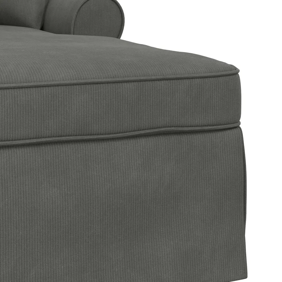 Chaise lounge avec jupe avec coussin 3 pcs Gris foncé - 7