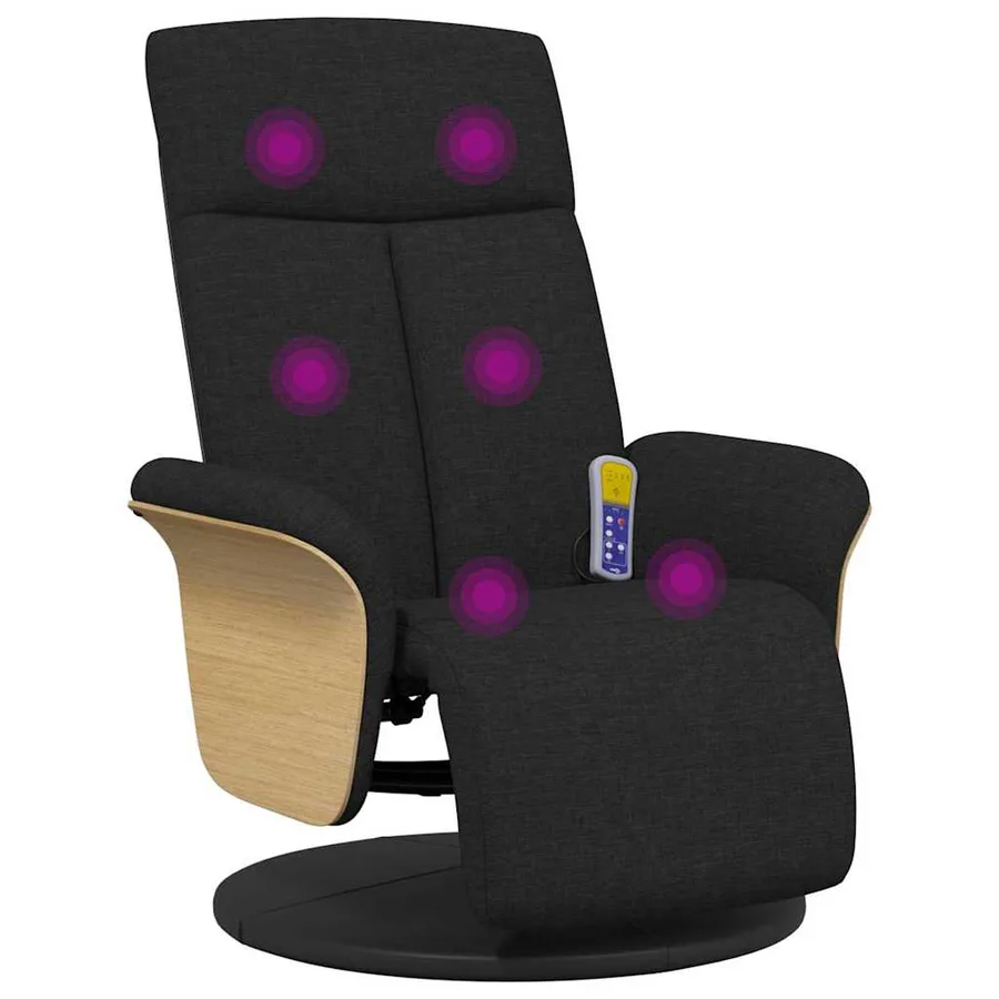 Fauteuil de massage inclinable Noir 79 x 87 x 104,5 cm tissu - 2