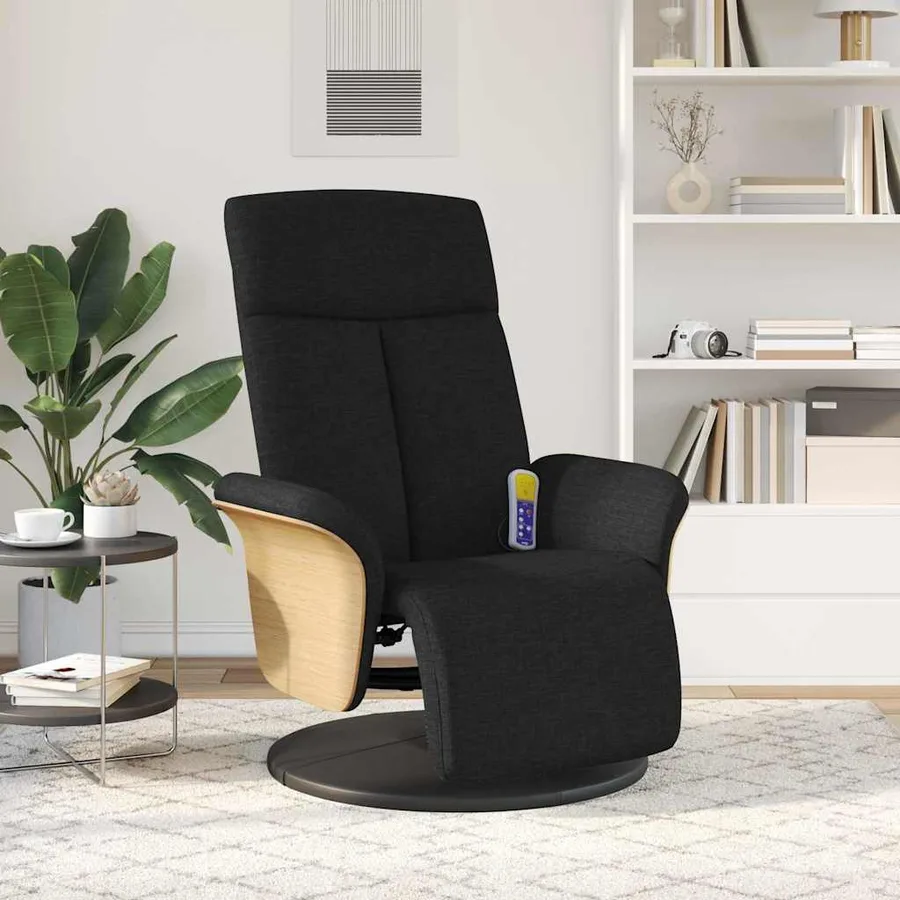 Fauteuil de massage inclinable Noir 79 x 87 x 104,5 cm tissu - 3