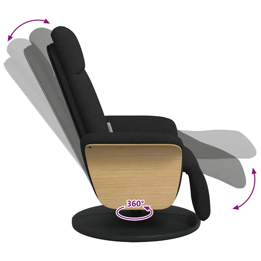 Fauteuil de massage inclinable Noir 79 x 87 x 104,5 cm tissu - 8