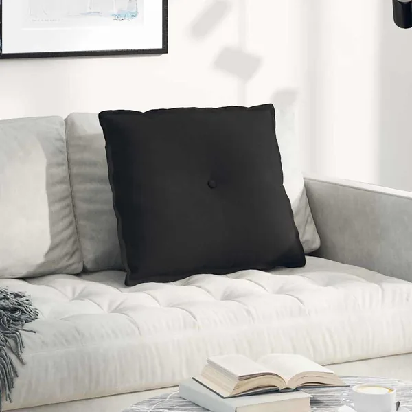 Coussin de Dos Noir 60 x 50 cm Tissu en microfibre