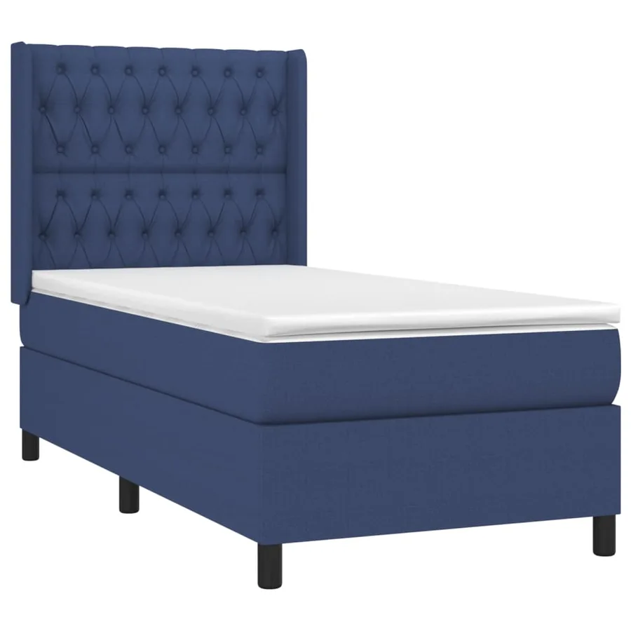 Sommier à lattes de lit matelas et LED Bleu 90x190 cm Tissu - 4