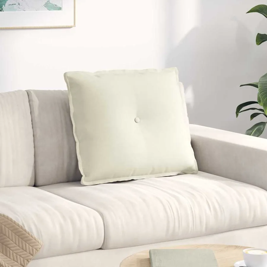 Coussin de Dos Crème 60 x 50 cm Tissu en velours côtelé