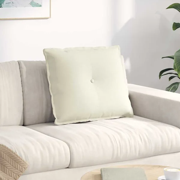 Coussin de Dos Crème 60 x 50 cm Tissu en velours côtelé