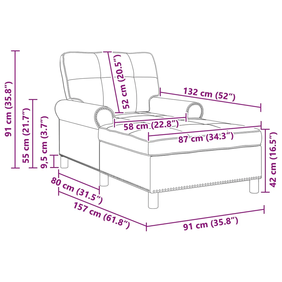 Chaise longue avec coussin Bleu 91 x 157 x 91 cm tissu - 11