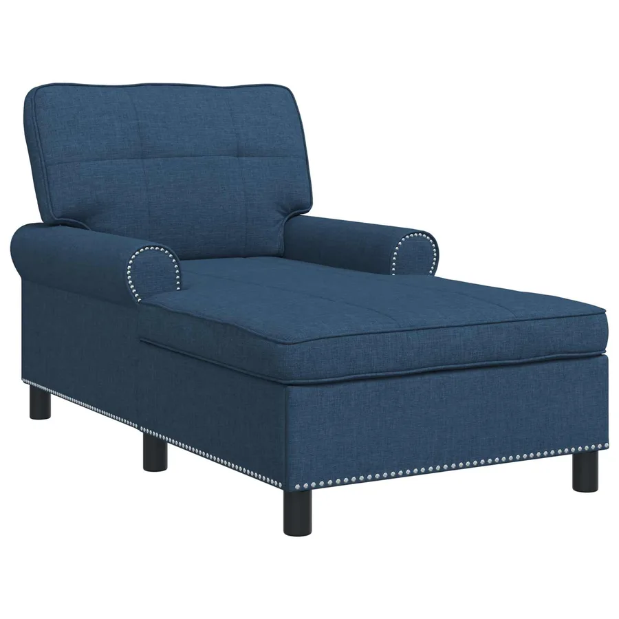 Chaise longue avec coussin Bleu 91 x 157 x 91 cm tissu - 2