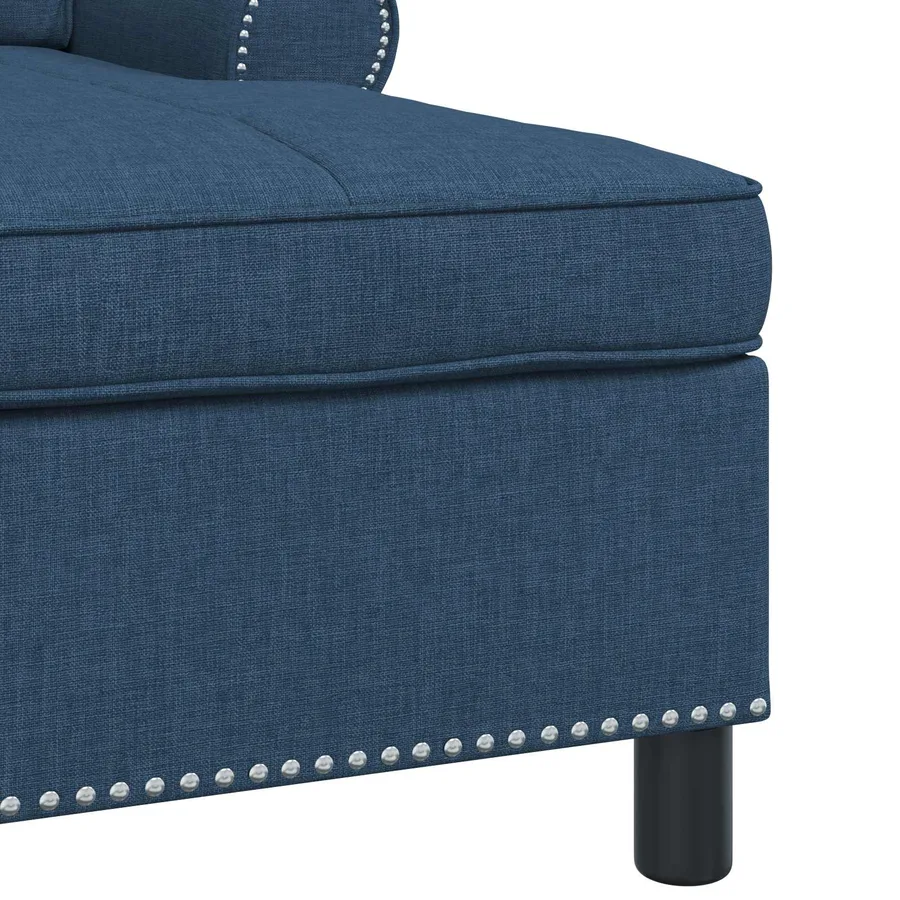 Chaise longue avec coussin Bleu 91 x 157 x 91 cm tissu - 7