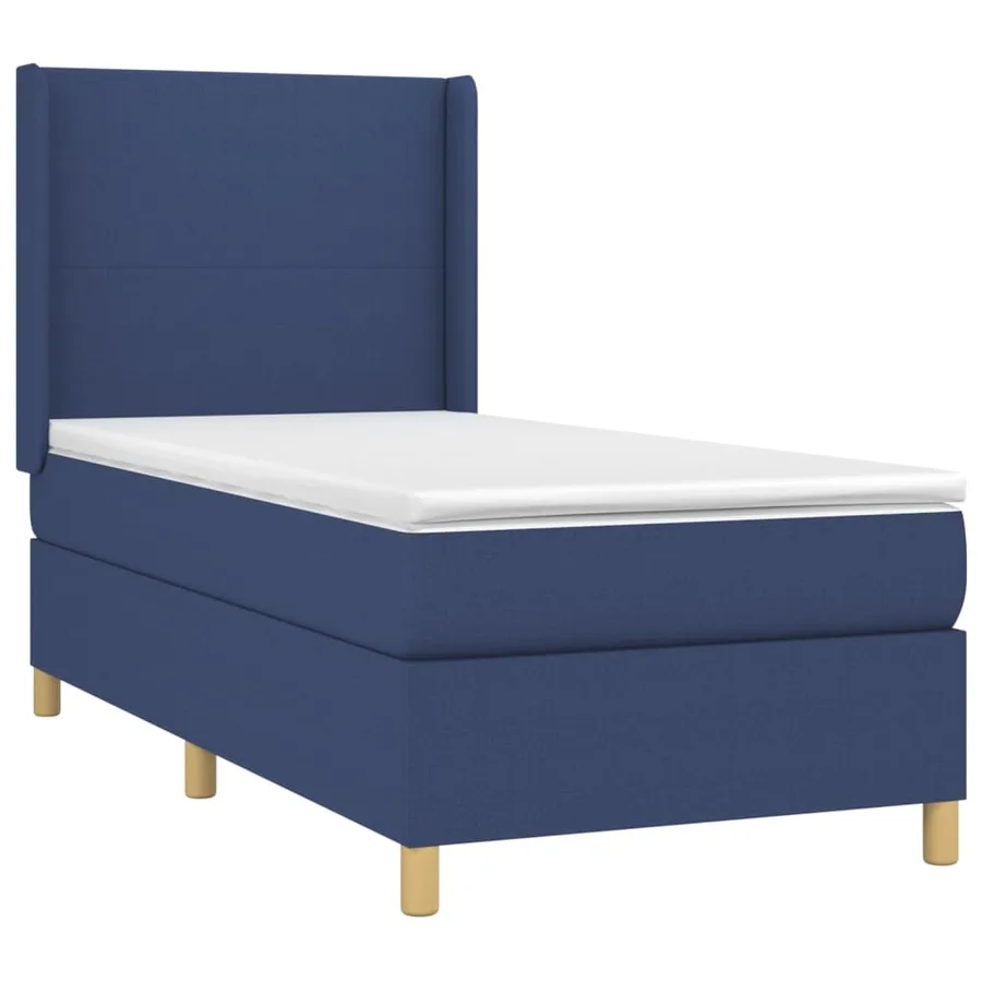 Sommier à lattes de lit matelas et LED Bleu 100x200 cm Tissu - 4