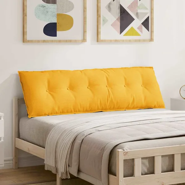 Coussin de Dos Jaune clair 160 x 50 cm Tissu en velours côtelé