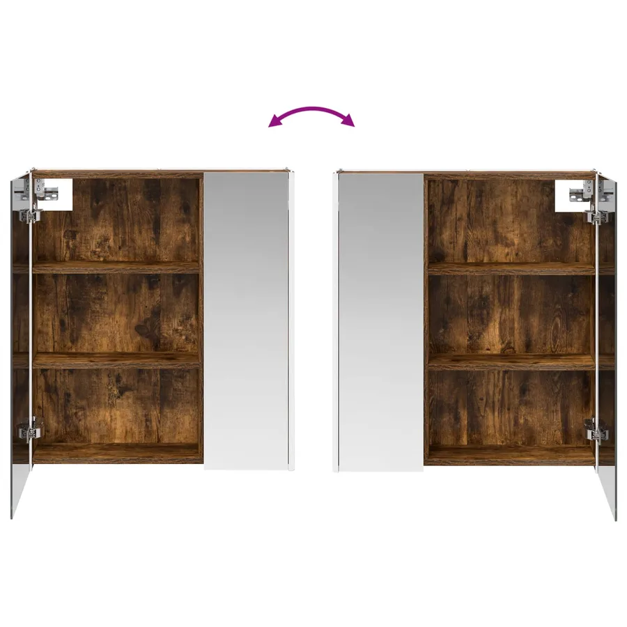 Armoire Miroir de Salle de Bain Chêne fumé 63,5 x 15,5 x 70 cm - 12