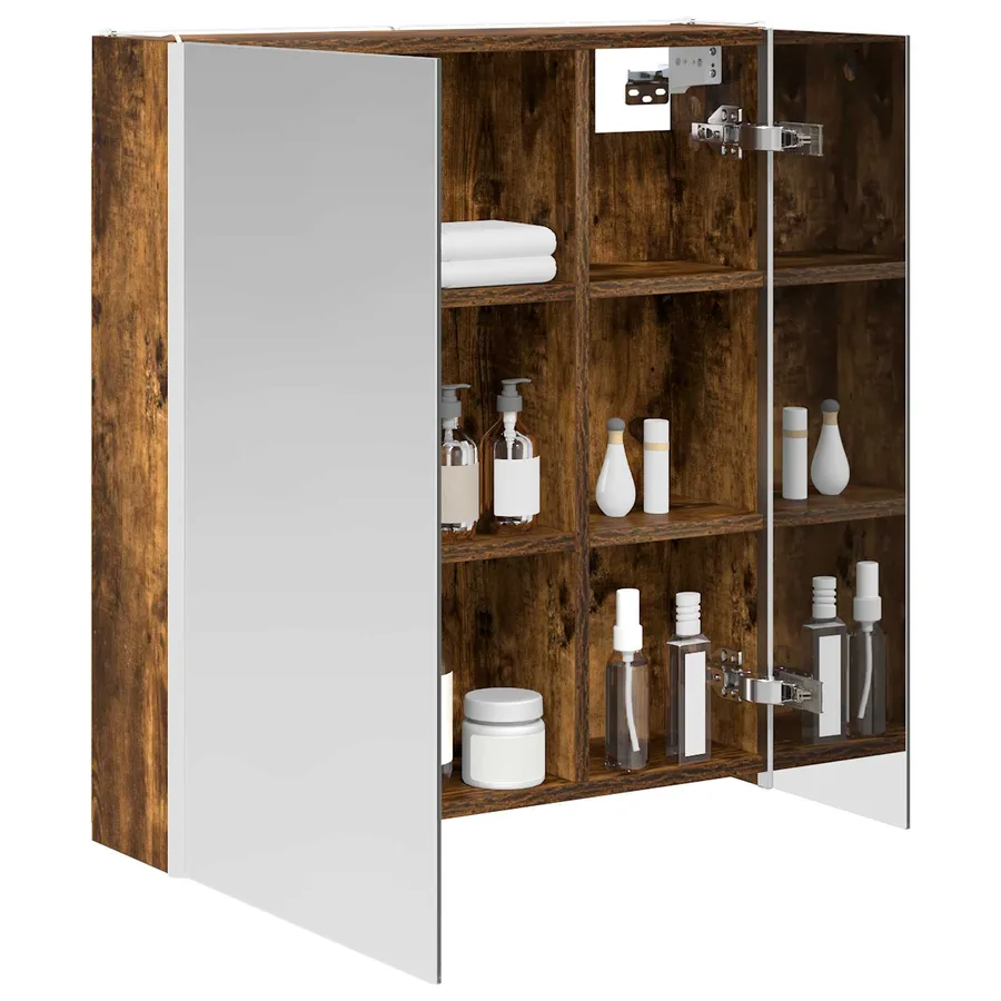 Armoire Miroir de Salle de Bain Chêne fumé 63,5 x 15,5 x 70 cm - 3