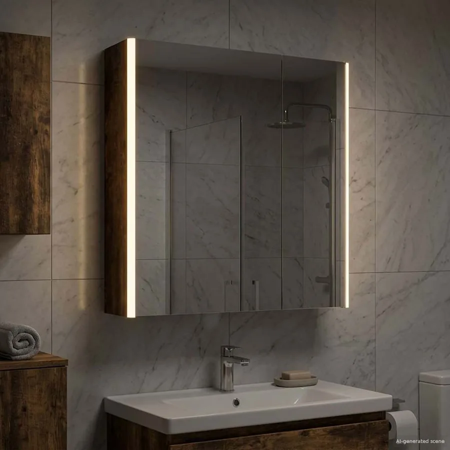 Armoire Miroir de Salle de Bain Chêne fumé 63,5 x 15,5 x 70 cm - 4