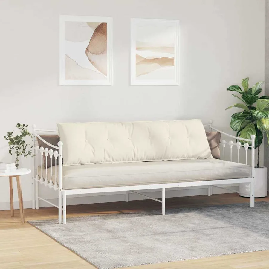 Coussin de Dos Crème 180 x 50 cm Tissu en velours côtelé - 4