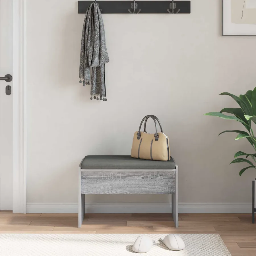 Banc d'entrée avec coussin Gris Sonoma 63 x 38 x 40 cm - 4