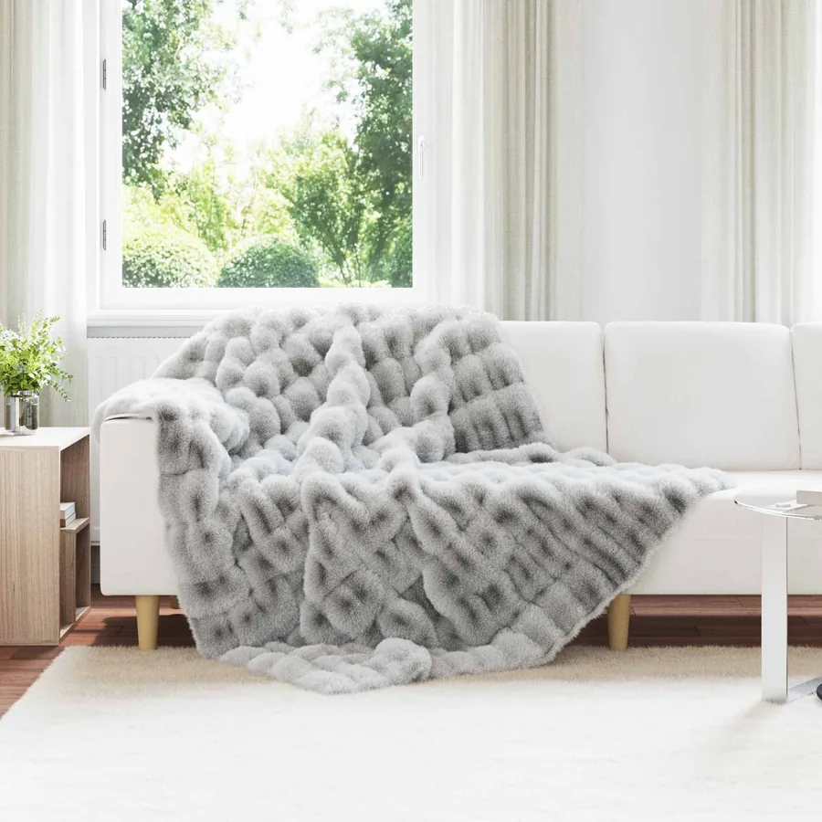 Couverture antidérapante en fausse de lapin Olite Gris