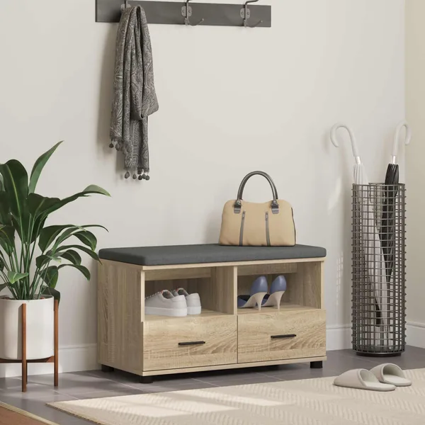 Banc d'entrée avec coussin Chêne Sonoma 80 x 38 x 46 cm