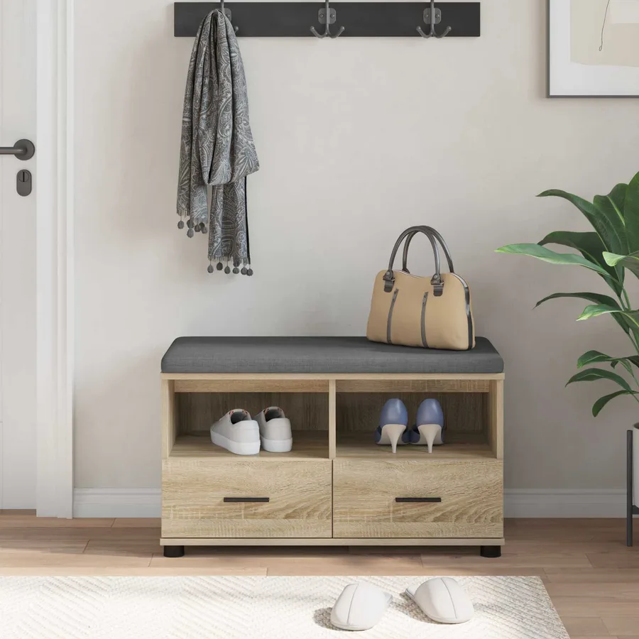 Banc d'entrée avec coussin Chêne Sonoma 80 x 38 x 46 cm - 4