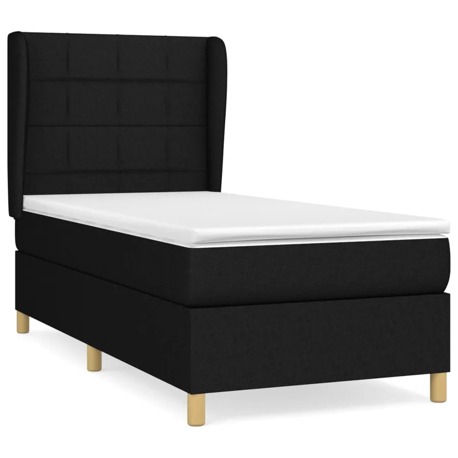 Sommier à lattes de lit et matelas Noir 80x200 cm Tissu - 2