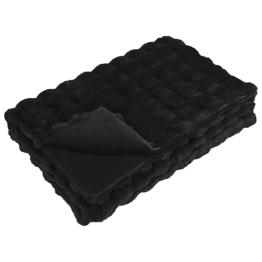 Couverture antidérapante en fausse de lapin Olite Noir - 2