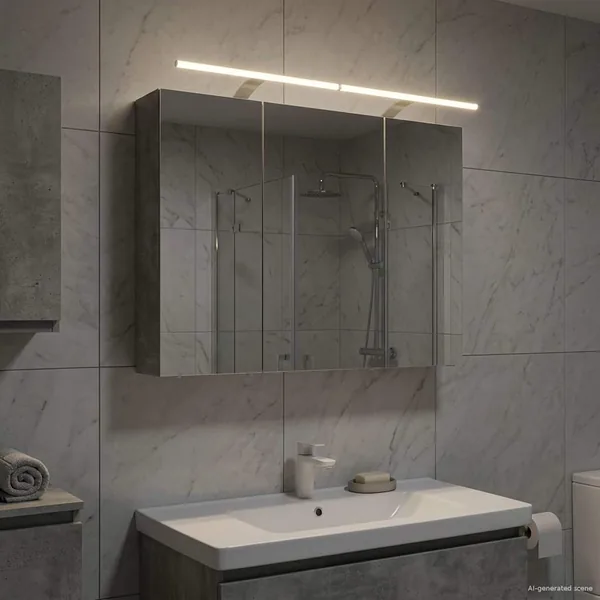 Armoire Miroir de Salle de Bain Gris béton 100 x 14,5 x 70 cm