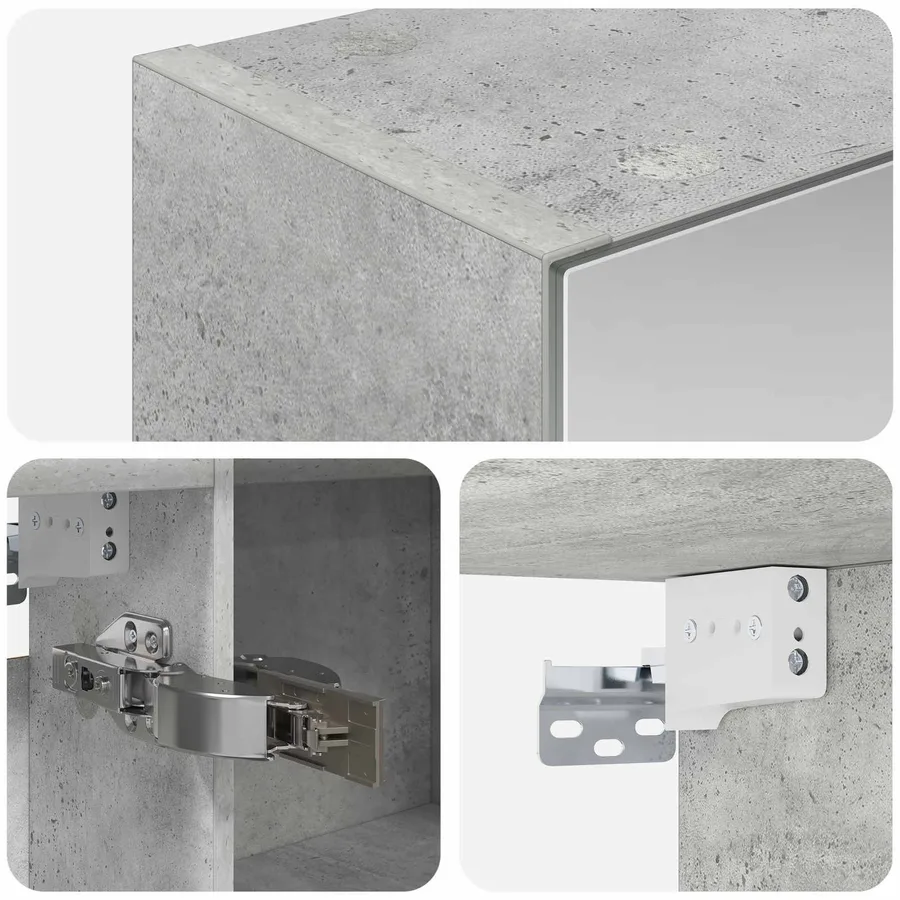 Armoire Miroir de Salle de Bain Gris béton 100 x 14,5 x 70 cm - 8