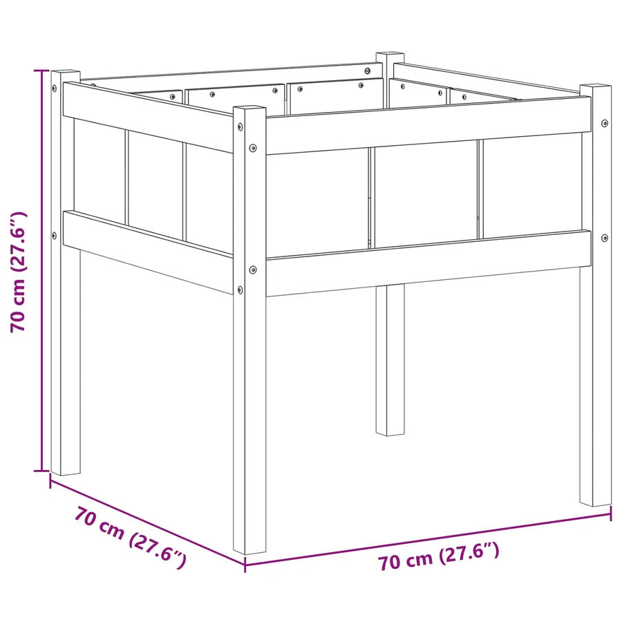 Cache-pot de jardin Nature 70 x 70 x 70 cm Bois de pin massif - 7