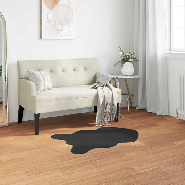 Tapis antidérapant en fausse de lapin OLITE Noir 80 x 120 cm