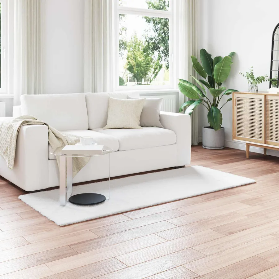Tapis antidérapant en fausse de lapin OLITE Blanc 100 x 200 cm