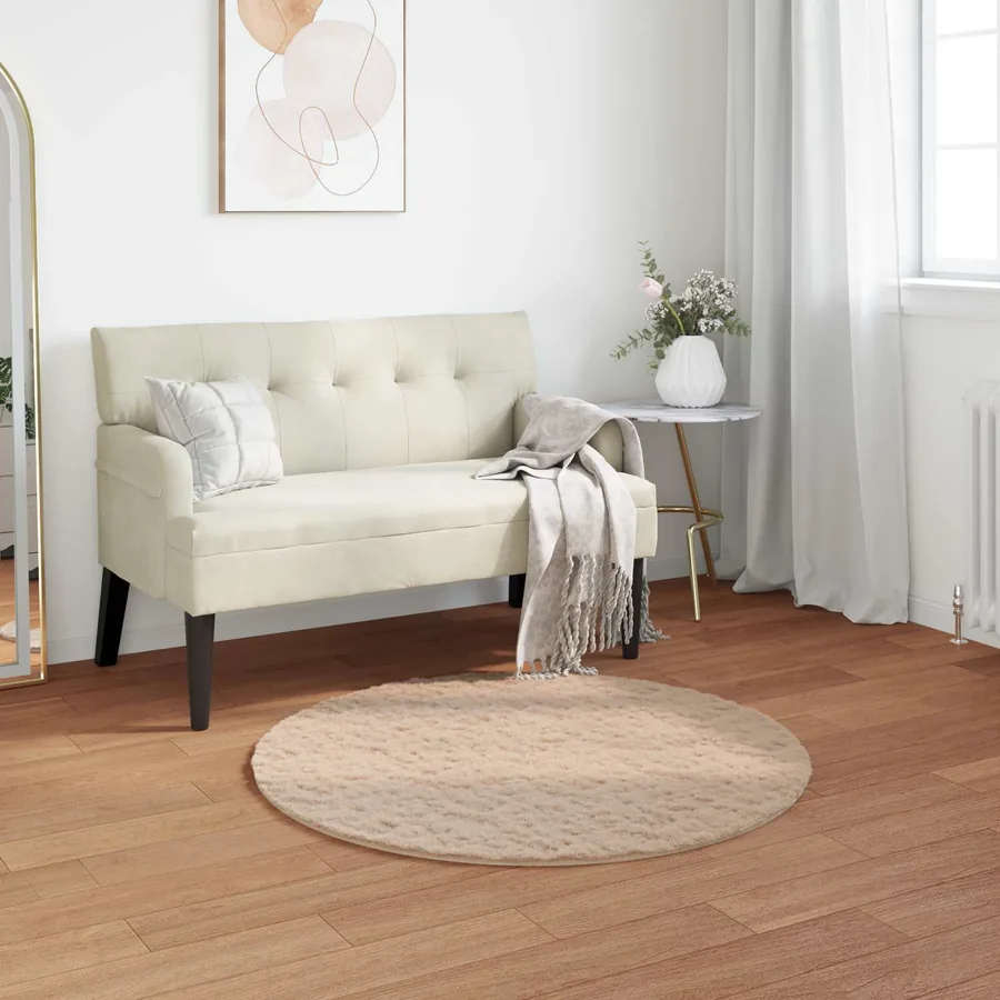 Tapis antidérapant en fausse de lapin OLITE Taupe Ø 100 cm