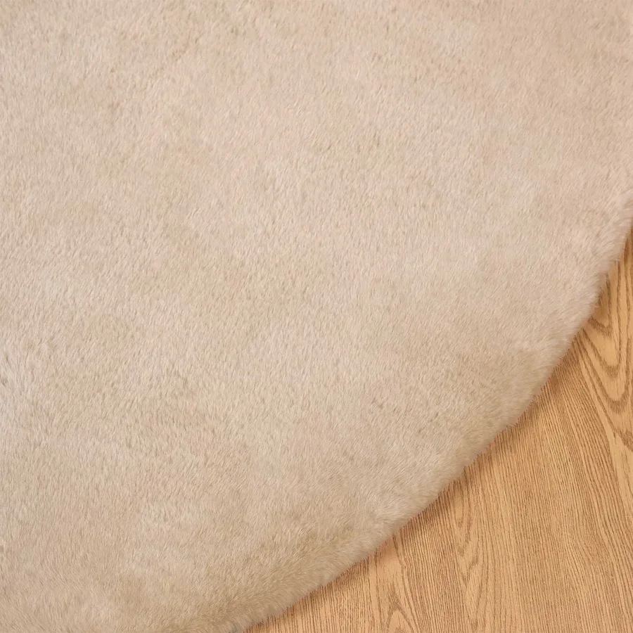 Tapis antidérapant en fausse de lapin OLITE Taupe Ø 100 cm - 7
