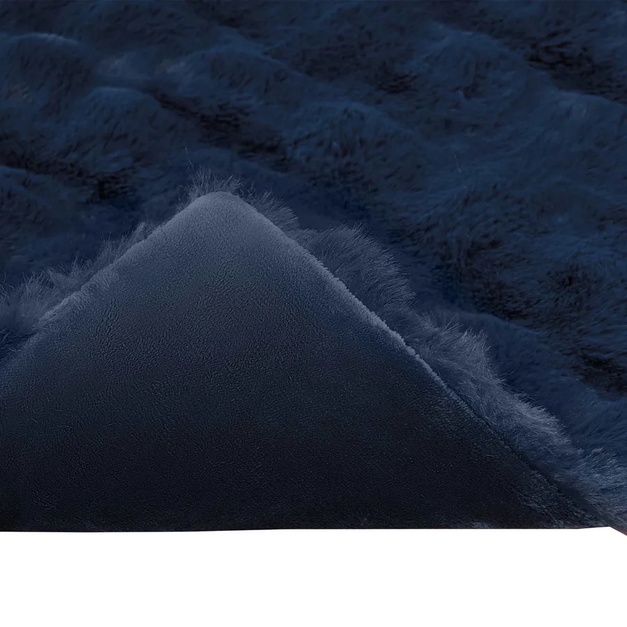 Couverture antidérapante en fausse de lapin Olite Bleu Marine - 7