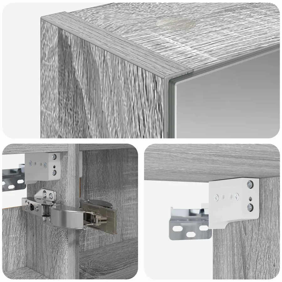 Armoire Miroir de Salle de Bain Gris Sonoma 40 x 10,5 x 60,5 cm - 9