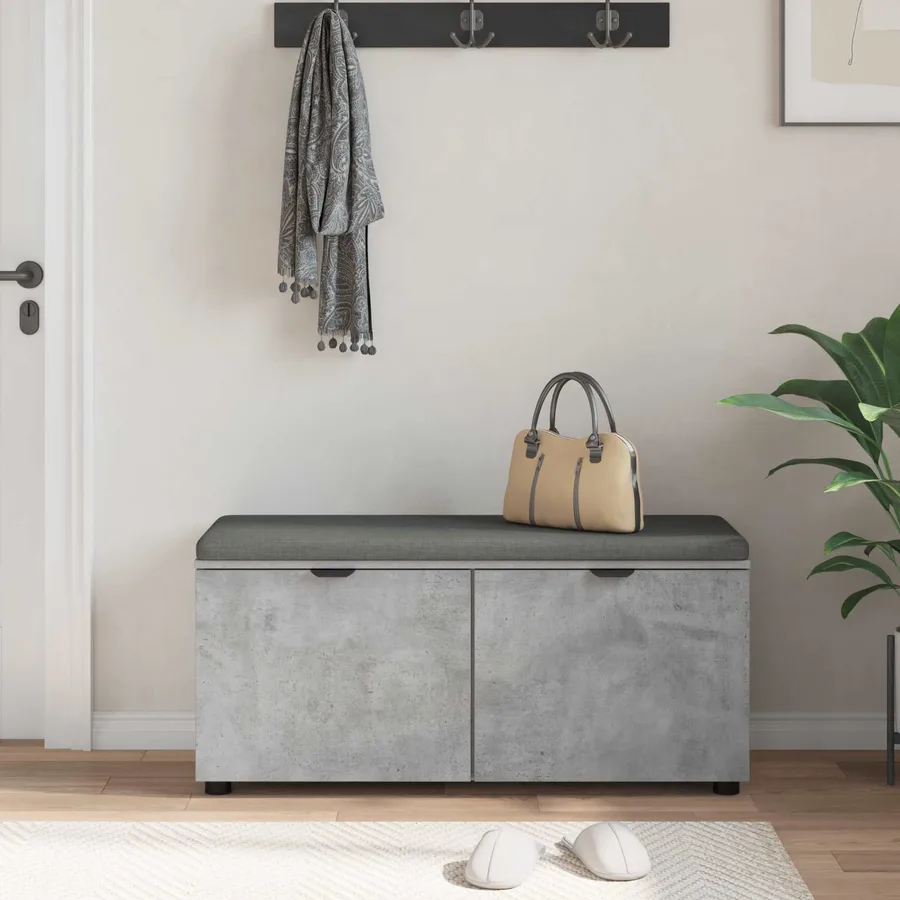 Banc d'entrée avec coussin Gris Béton 100 x 38 x 46 cm - 4