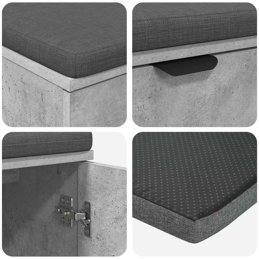 Banc d'entrée avec coussin Gris Béton 100 x 38 x 46 cm - 9