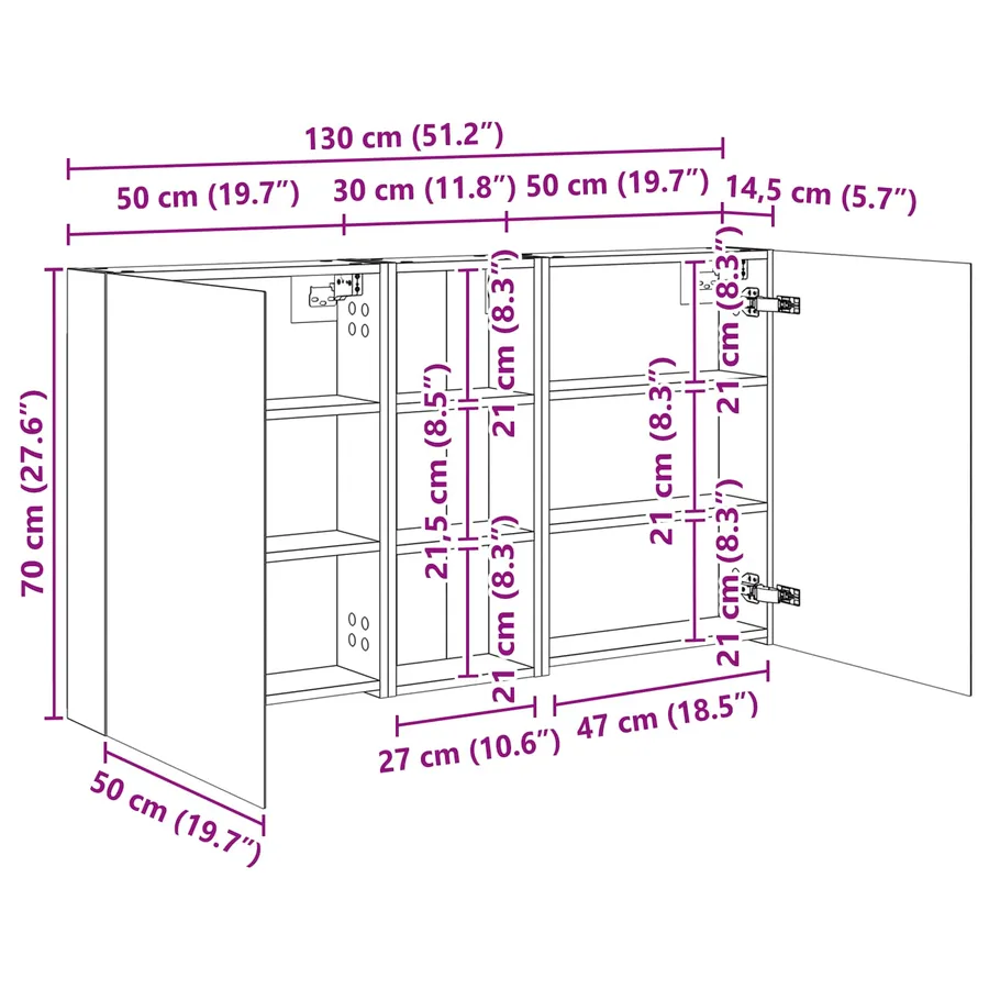 Ensemble de Meubles de Salle de Bain 3 pc 130 x 14,5 x 70 cm - 12