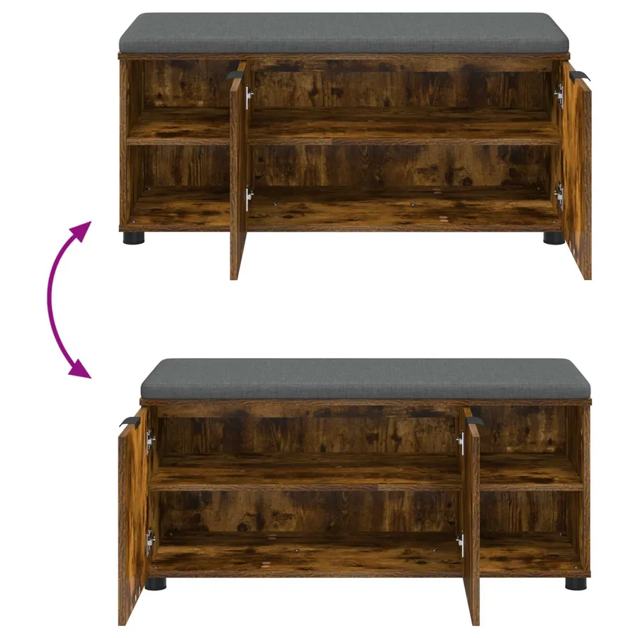 Banc d'entrée avec coussin Chêne Fumé 100 x 38 x 46 cm - 10