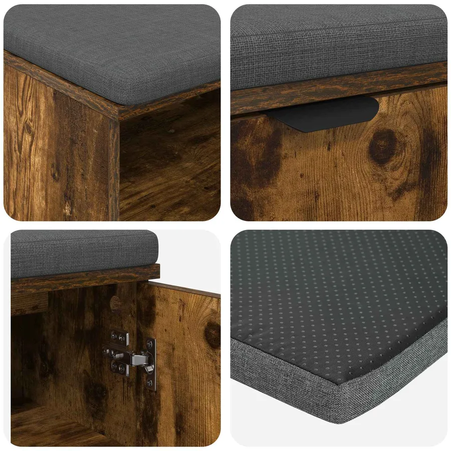 Banc d'entrée avec coussin Chêne Fumé 100 x 38 x 46 cm - 9