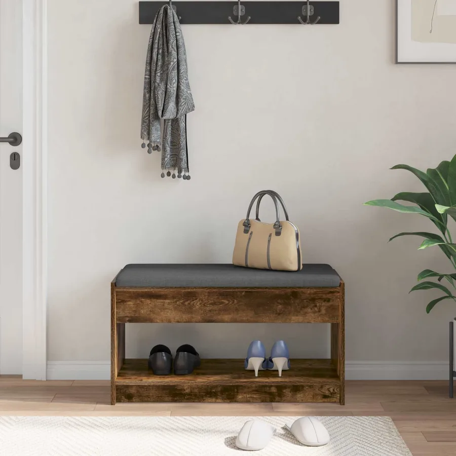 Banc d'entrée avec coussin Chêne Fumé 83 x 38 x 45 cm - 4