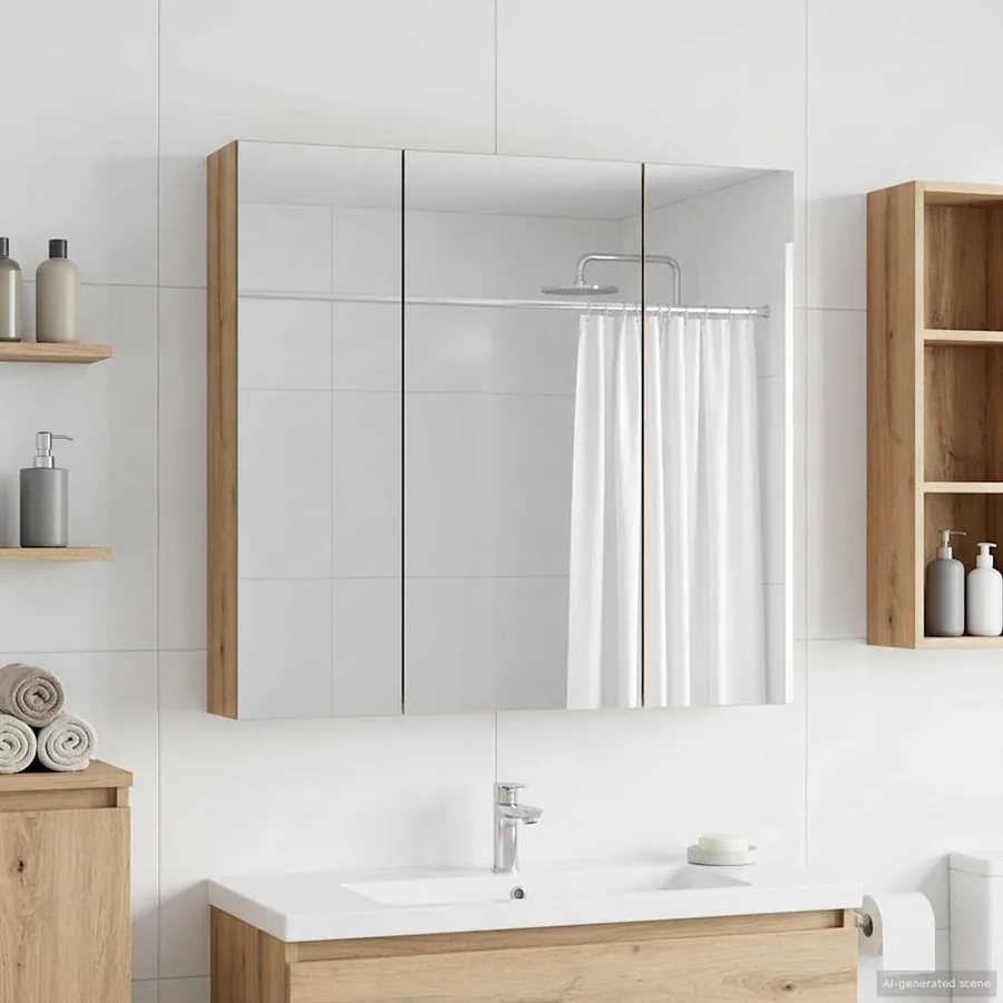 Armoire Miroir de Salle de Bain Chêne artisan 70 x 14,5 x 70 cm