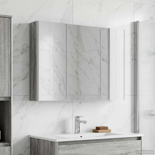 Armoire Miroir de Salle de Bain Gris Sonoma